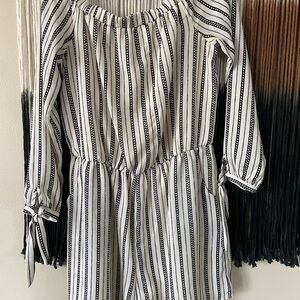 Maurices Black and White Striped Jumpsuit
